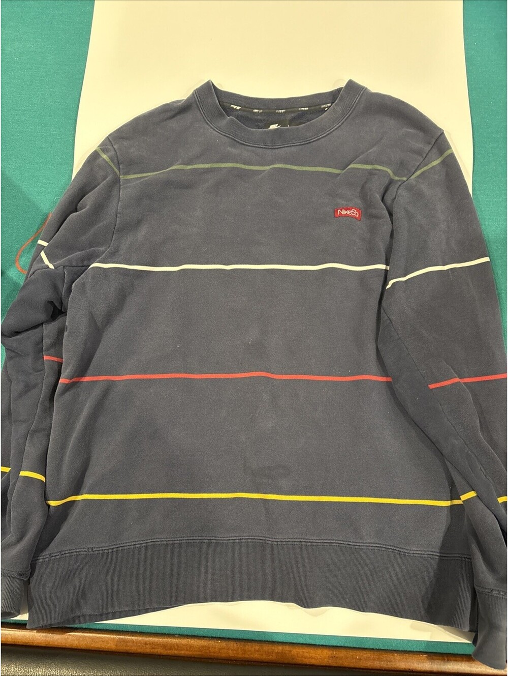 Nike SB Sweatshirt Navy Blue Striped Logo Men's Size M